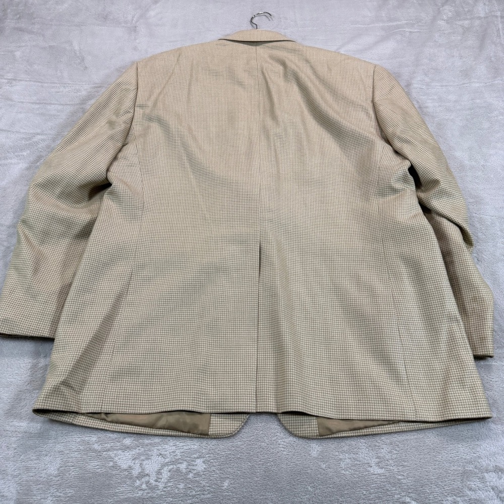 Lauren Ralph Lauren Mens 44R Silk Wool Houndstooth Sport Coat Blazer Tan Cream - Picture 10 of 12